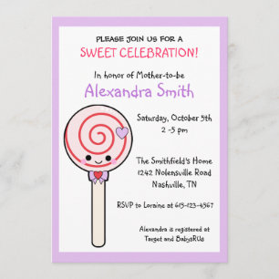 Invitation Baby shower Candy Lollipop