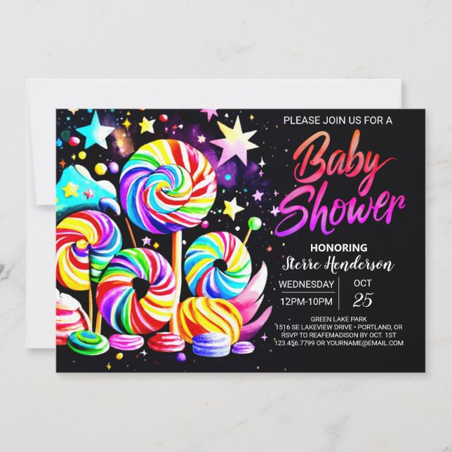 Invitation Baby shower Candy Wonderland (Devant)