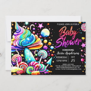 Invitation Baby shower Candyland personnalisé