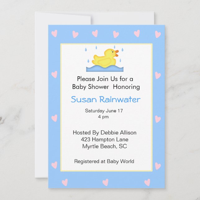 Invitation Baby shower Caoutchouc (Devant)