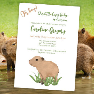 Invitation Baby shower Capy Baby Boy Capybara Pun Personnalis