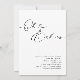 Invitation Baby shower cardiaque minimaliste à la main Twins