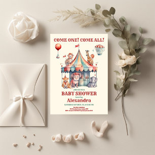 Invitation Baby shower Carnaval Aquarelle