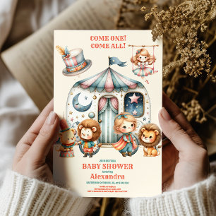 Invitation Baby shower Carnival Party Pink Circus