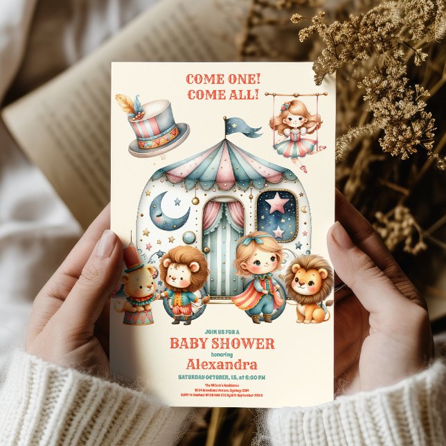 Invitation Baby shower Carnival Party Pink Circus (Créateur téléchargé)
