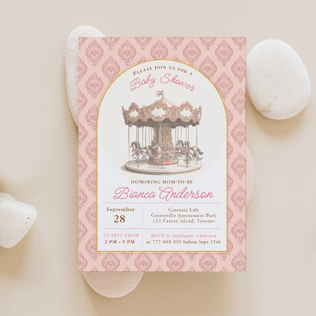 Invitation Baby shower Carousel vintage (Créateur téléchargé)