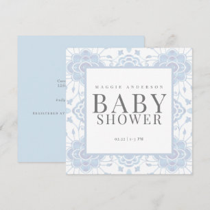 Invitation Baby shower Carré bleu clair