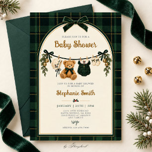 Invitation Baby Shower Carreaux Ours en Peluche