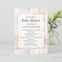 Baby-Shower Carrés Abstraits Crème Rose Gênant