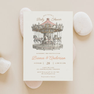 Invitation Baby Shower Carrousel Vintage 2