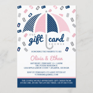 Invitation Baby shower carte cadeau, Marine, Rose