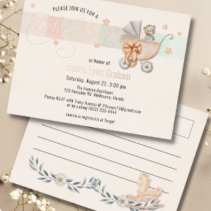 Invitation baby shower   Carte postale Teddy Bear