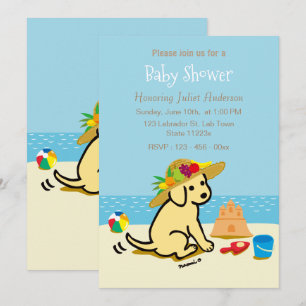 Invitation Baby shower Casquette de paille de chiot jaune Lab