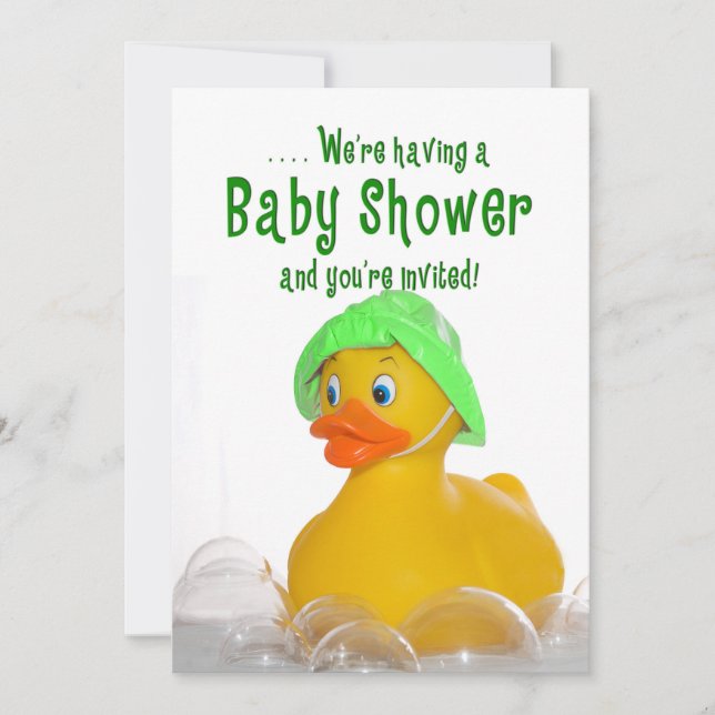 INVITATION baby shower - CASQUETTE VERT - RUBBER D (Devant)