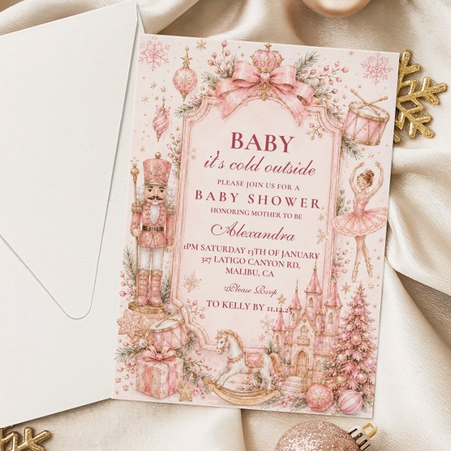 Invitation Baby Shower Casse-Noisette Rose (Créateur téléchargé)
