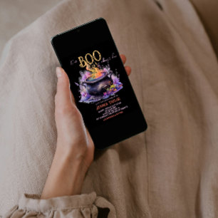 Invitation Baby shower cauldron rose noir presque dû Boo