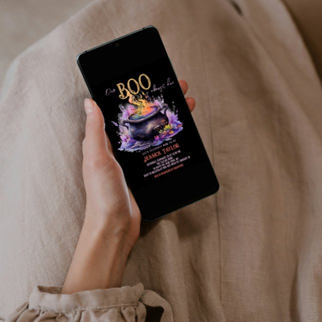 Invitation Baby shower cauldron rose noir presque dû Boo (Créateur téléchargé)