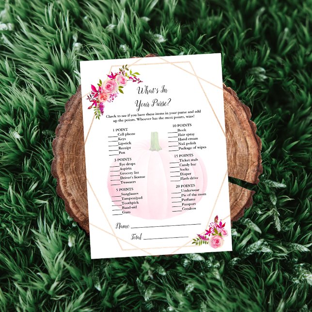 Invitation Baby shower Ce qui est dans votre sac Citrouille d (Créateur téléchargé)