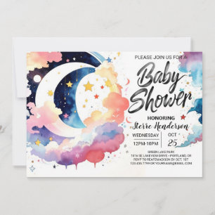 Invitation Baby shower céleste clair de lune