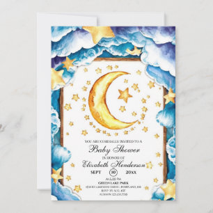 Invitation Baby shower céleste de la lune mûre