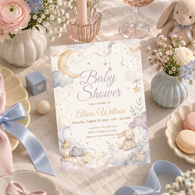 Invitation Baby Shower Céleste Éthéré (Créateur téléchargé)