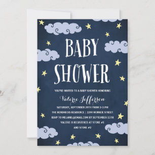 Invitation Baby shower céleste étoilé de nuit Sky Blue