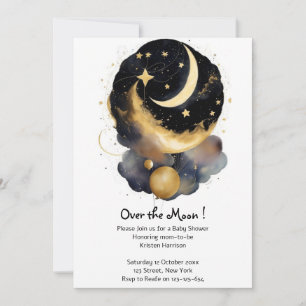 Invitation Baby shower céleste magique Lune Étoiles Thème