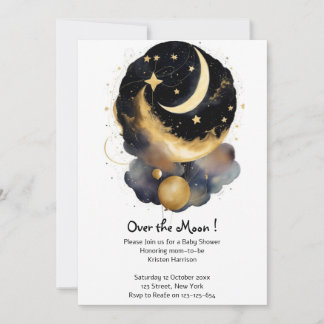 Invitation Baby shower céleste magique Lune Étoiles Thème