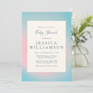 Invitation Baby shower céleste Pastel bleu rose dégradé
