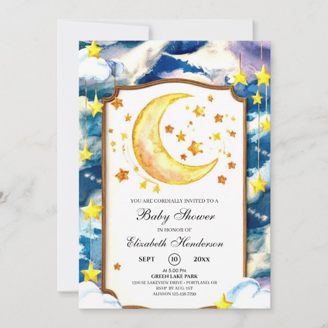 Invitation Baby shower céleste Pastel Heavenly (Devant)