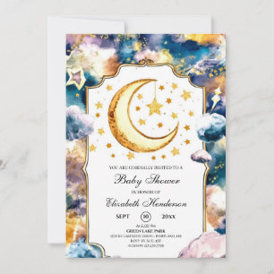 Invitation Baby shower céleste simple étoile