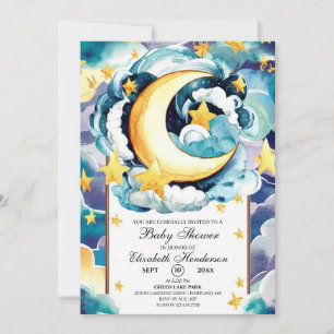 Invitation Baby shower céleste simple Twinkle Star