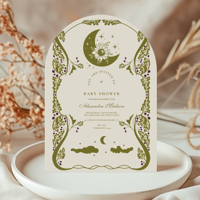 Invitation Baby Shower Céleste Vert Sauge (Créateur téléchargé)