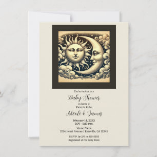 Invitation Baby Shower Céleste Vintage Soleil et Lune