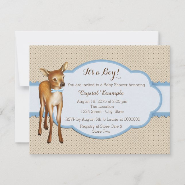 Invitation Baby Shower Cerf (Devant)