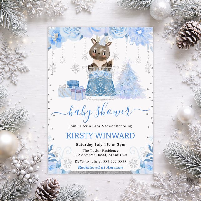 Invitation Baby Shower Cerf de la Forêt d'Hiver (Créateur téléchargé)