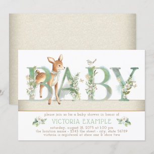 Invitation Baby Shower Cerf de la Forêt Neutre en Genre