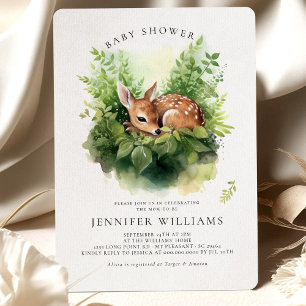 Invitation Baby Shower Cerf Fantaisie Aquarelle