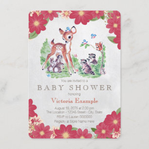 Invitation Baby Shower Cerf Vintage