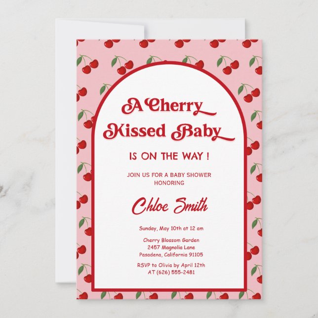Invitation Baby Shower Cerise Baiser  (Devant)