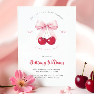 Invitation Baby shower cerisier de Bow rose