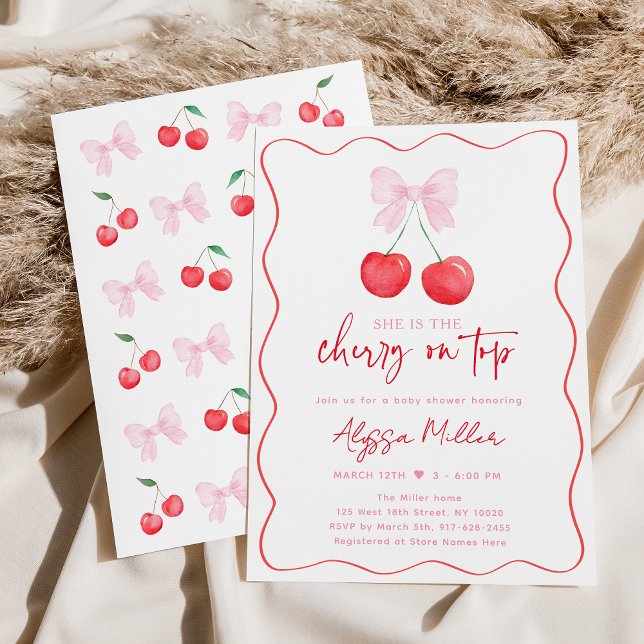 Invitation Baby shower cerisier de la coquette de la croupe r (Créateur téléchargé)