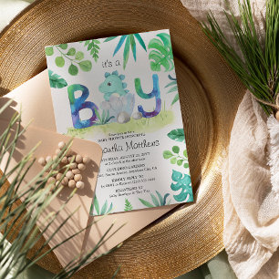 Invitation Baby shower "C'est un garçon" de Cute Dinosaur