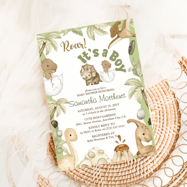 Invitation Baby shower "C'est un garçon" de Cute Dinosaur (Créateur téléchargé)