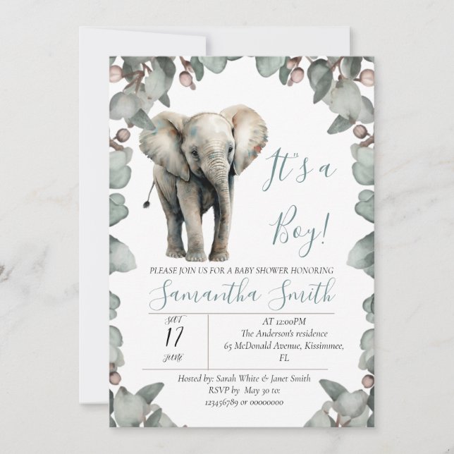 Invitation Baby shower c'est un thème garçon (Devant)