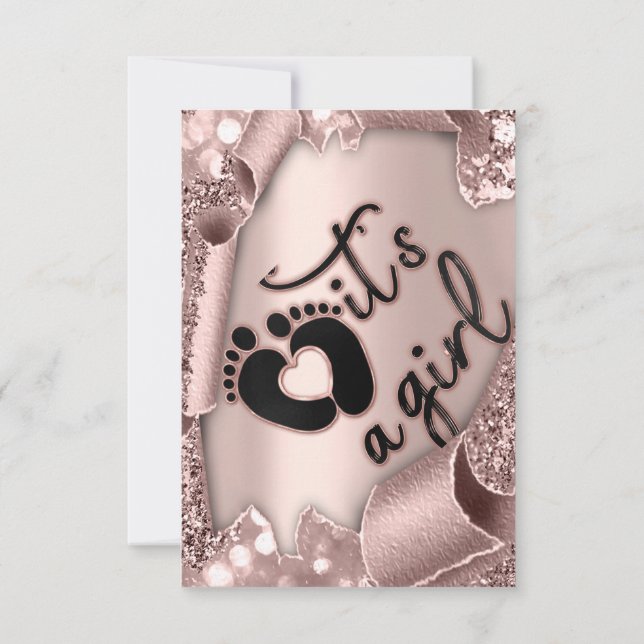 Invitation Baby shower C'est une fille cadre Rose pied de Par (Dos)