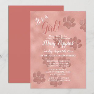 Invitation Baby shower C'est une Rose Empreintes de pattes or