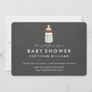 Invitation Baby shower Chalkboard & Bottle moderne
