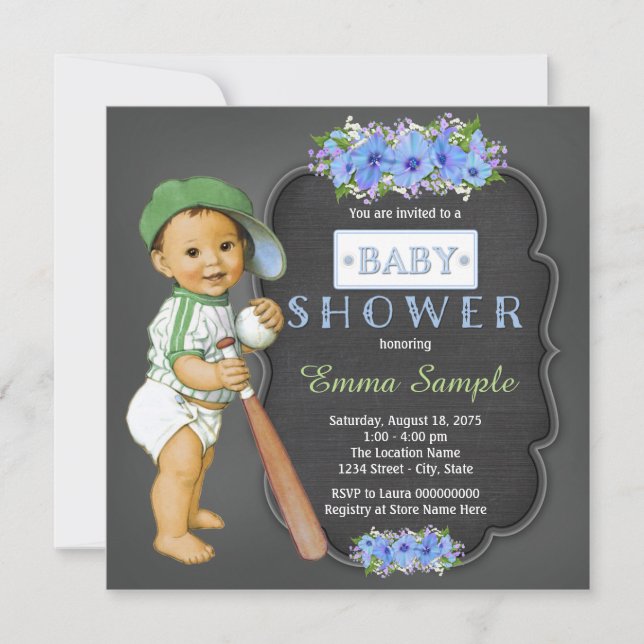 Invitation Baby shower Chalkboard garçons (Devant)