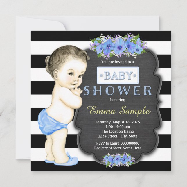 Invitation Baby shower Chalkboard moderne garçons (Devant)